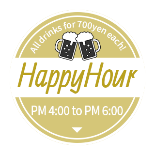 Sunset Happy Hour in progress! Get one drink for 700 yen with orders between 16:00 and 18:00!